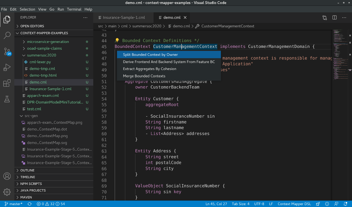Application of Architectural Refactoring in Visual Studio Code (Screenshot)